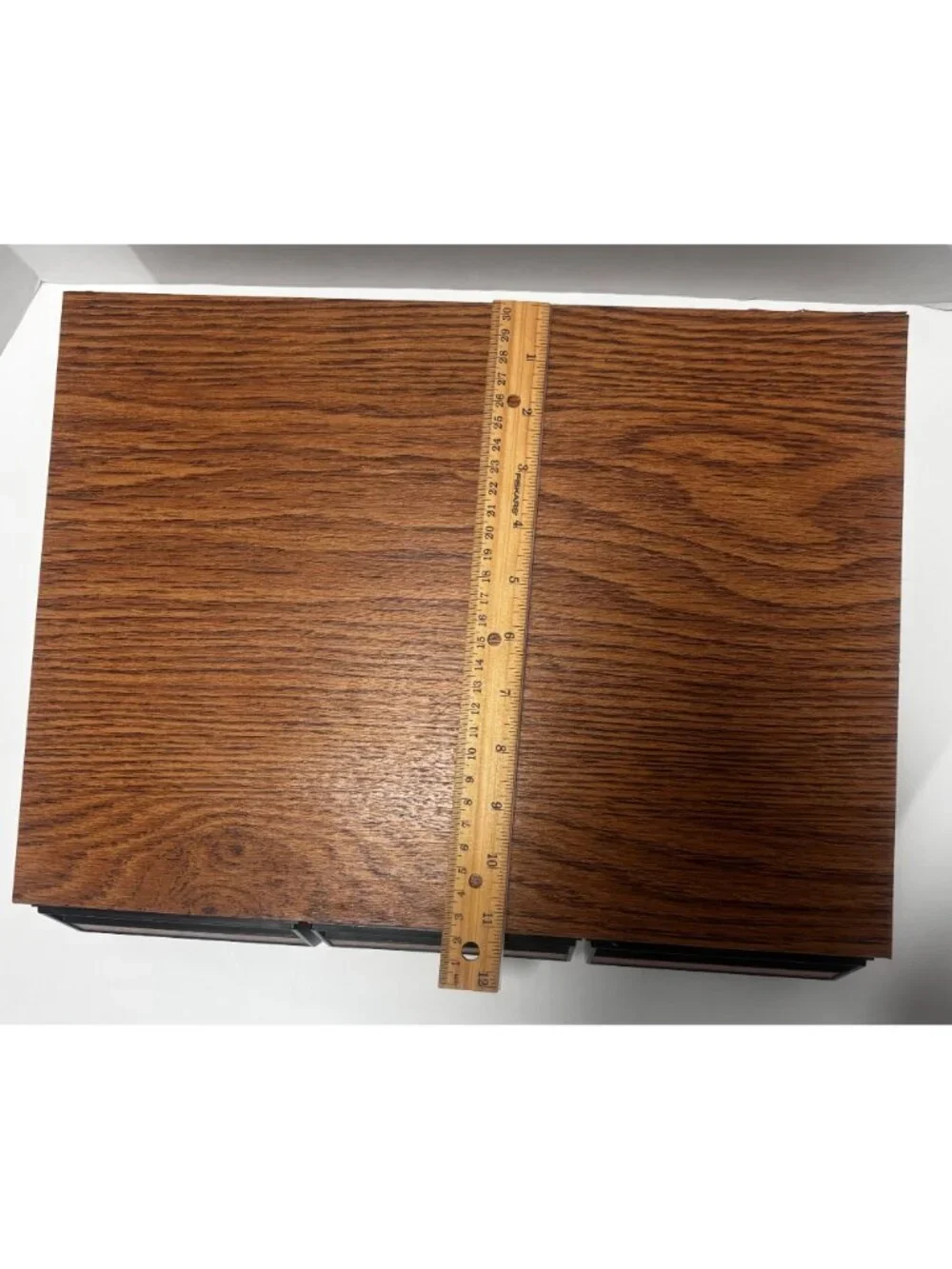 Vintage 80s Faux Wood Grain 42 Place Cassette Organizer With 3 Drawers